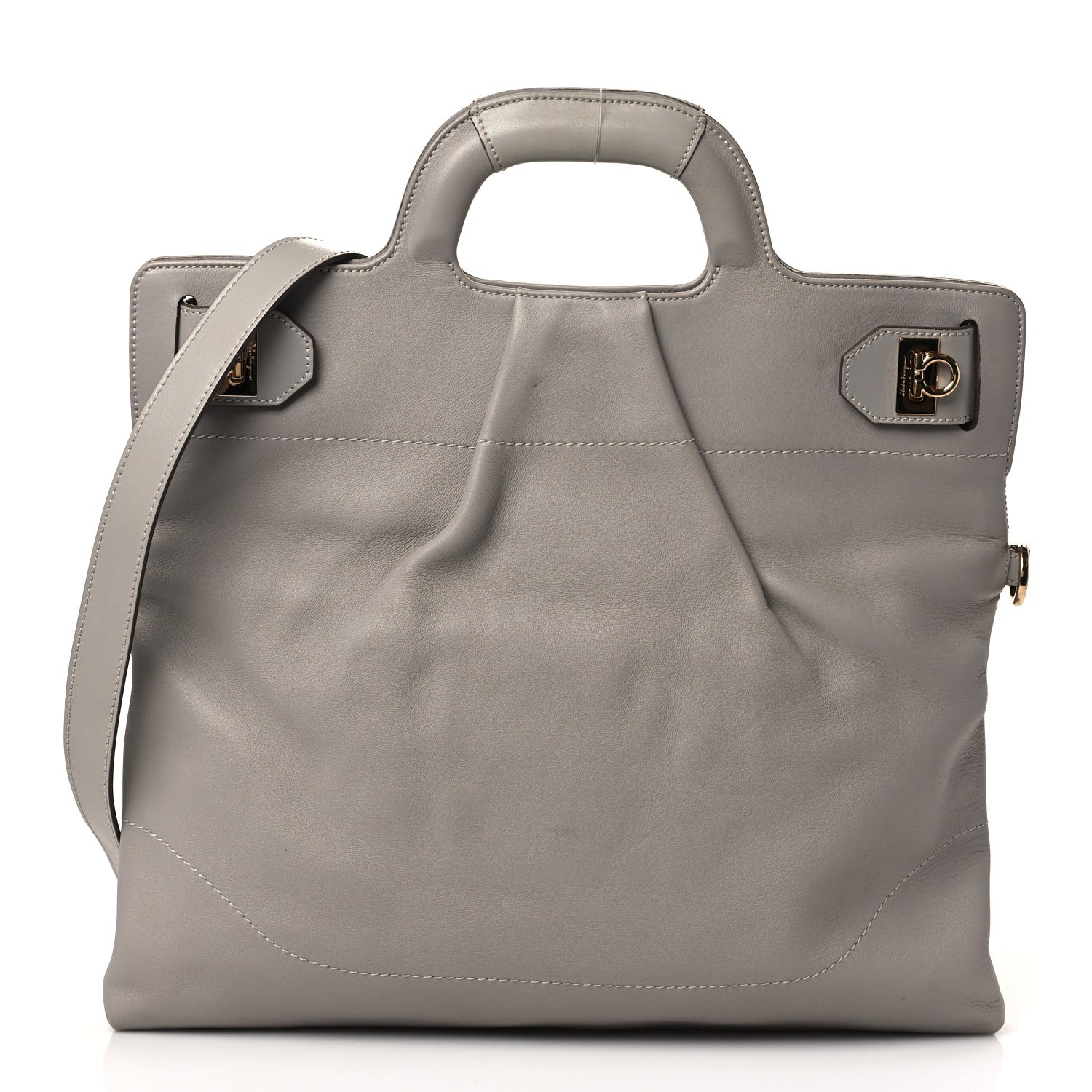 Salvatore Ferragamo Calfskin Wanda Tote Grey 1 of 7