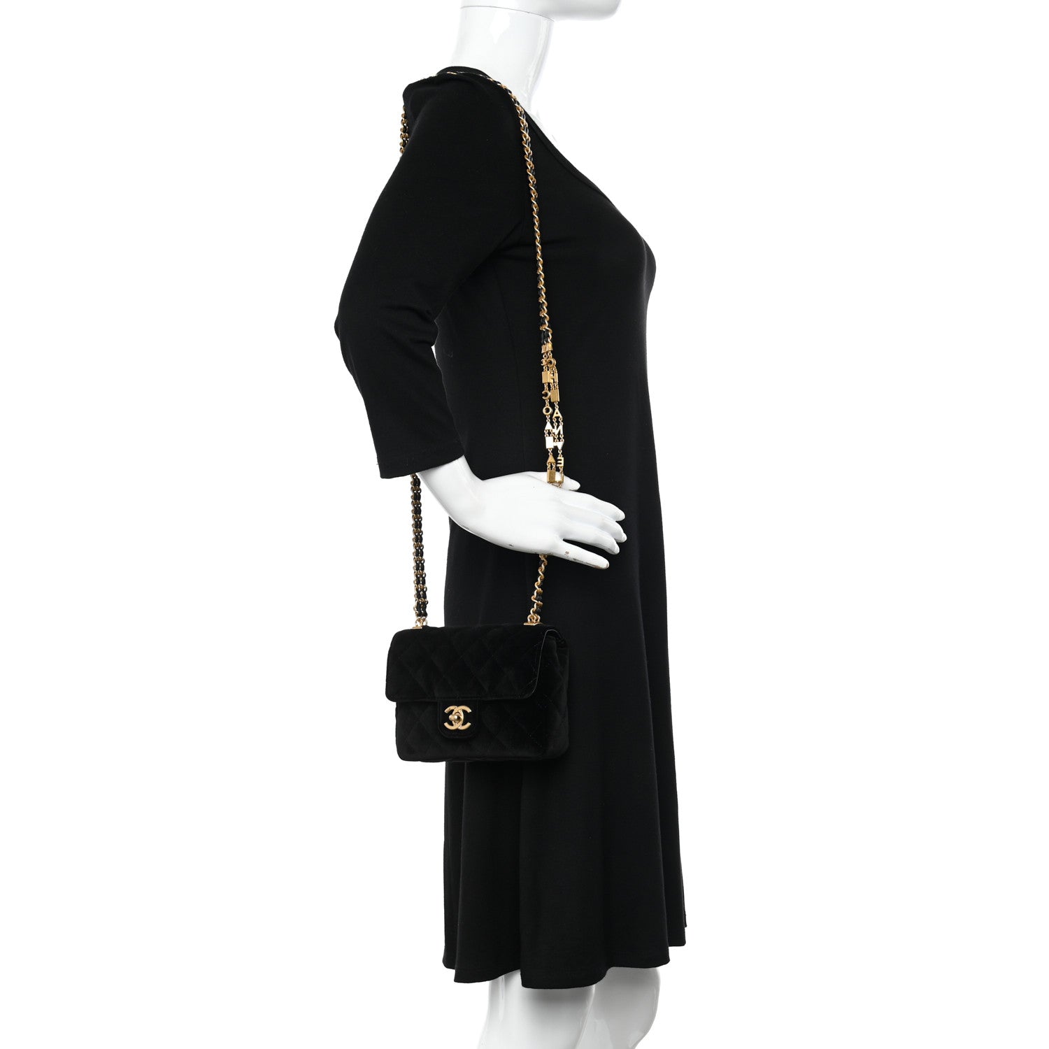 Chanel Velvet Enamel Mini Flap Black 2 of 15