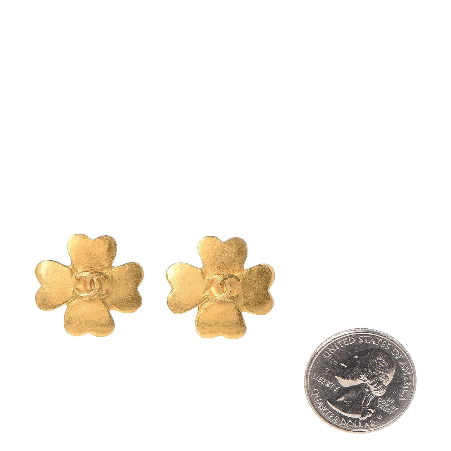 CC Clover Clip On Earrings Gold