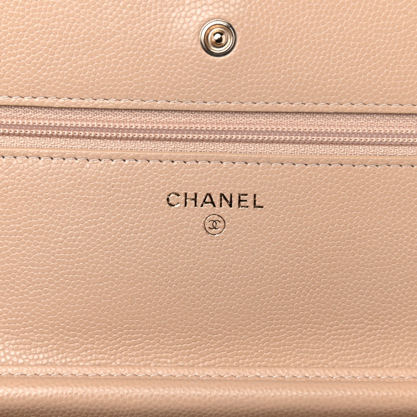Caviar Quilted Wallet On Chain WOC Beige