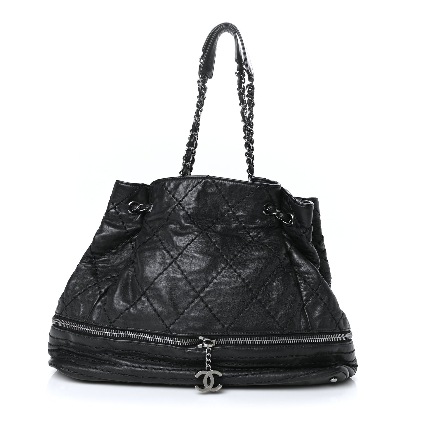 Lambskin Expandable Tote Black