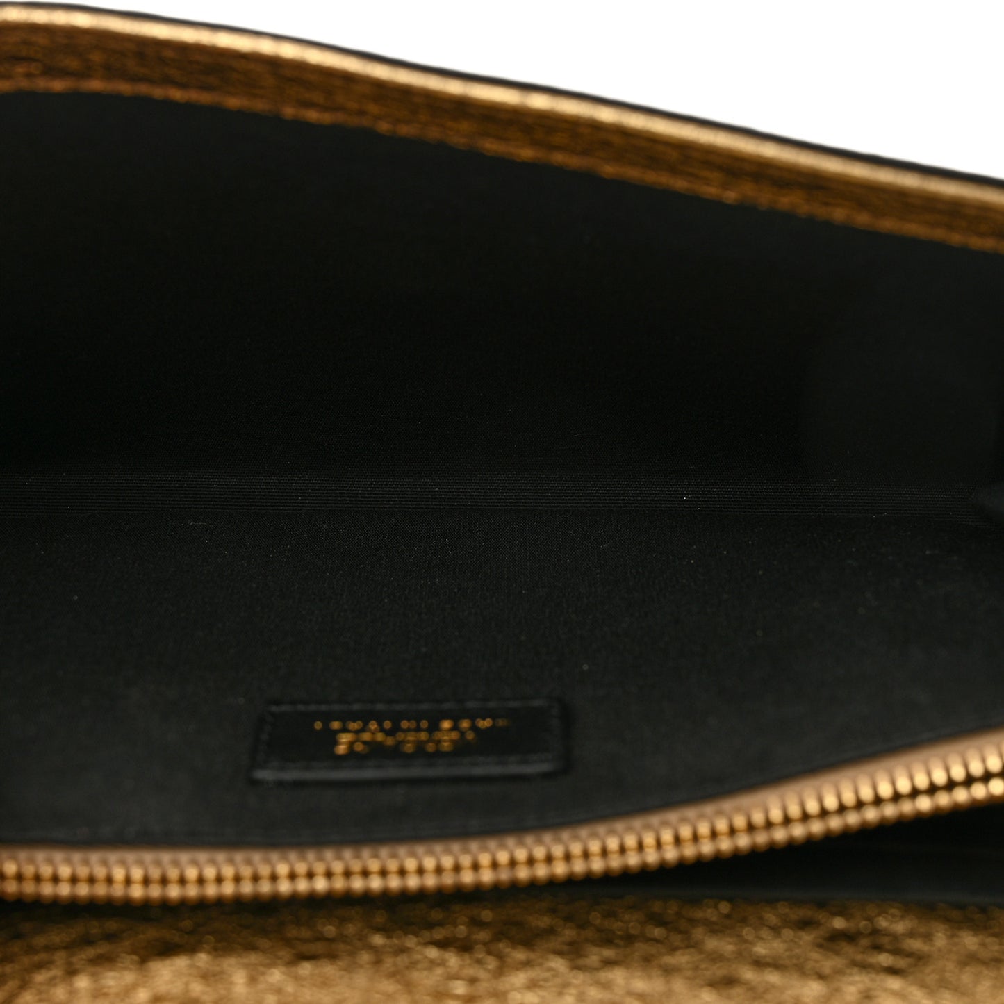 Metallic Calfskin Medusa Clutch With Chain Gold