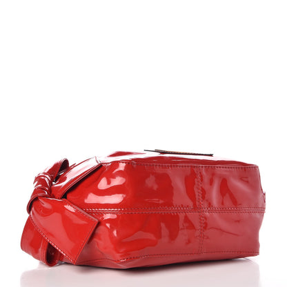Valentino Garavani Patent Lacca Mini Nuage Bow Hobo Red 3 of 9