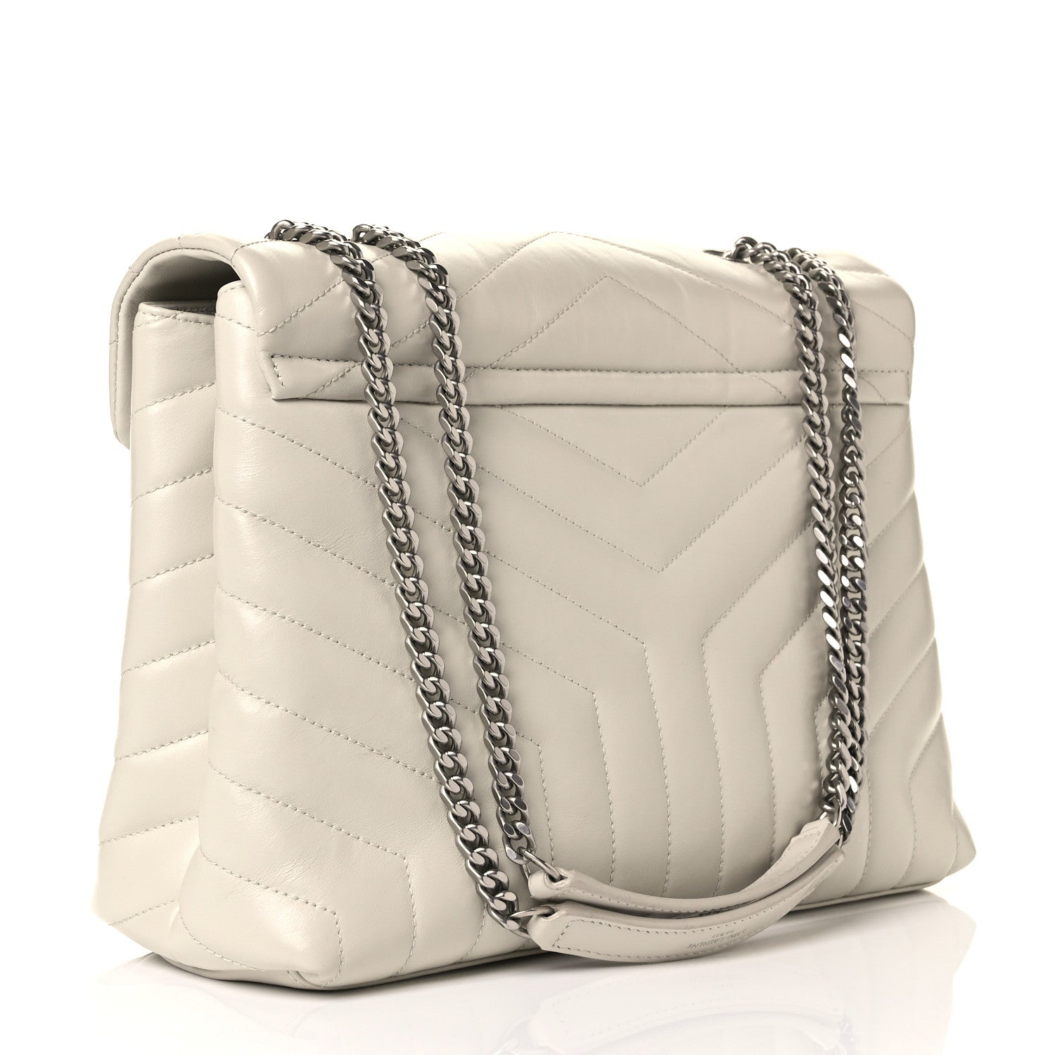 Saint Laurent Calfskin Y Quilted Monogram Medium Loulou Chain Satchel Crema Soft 3 of 9