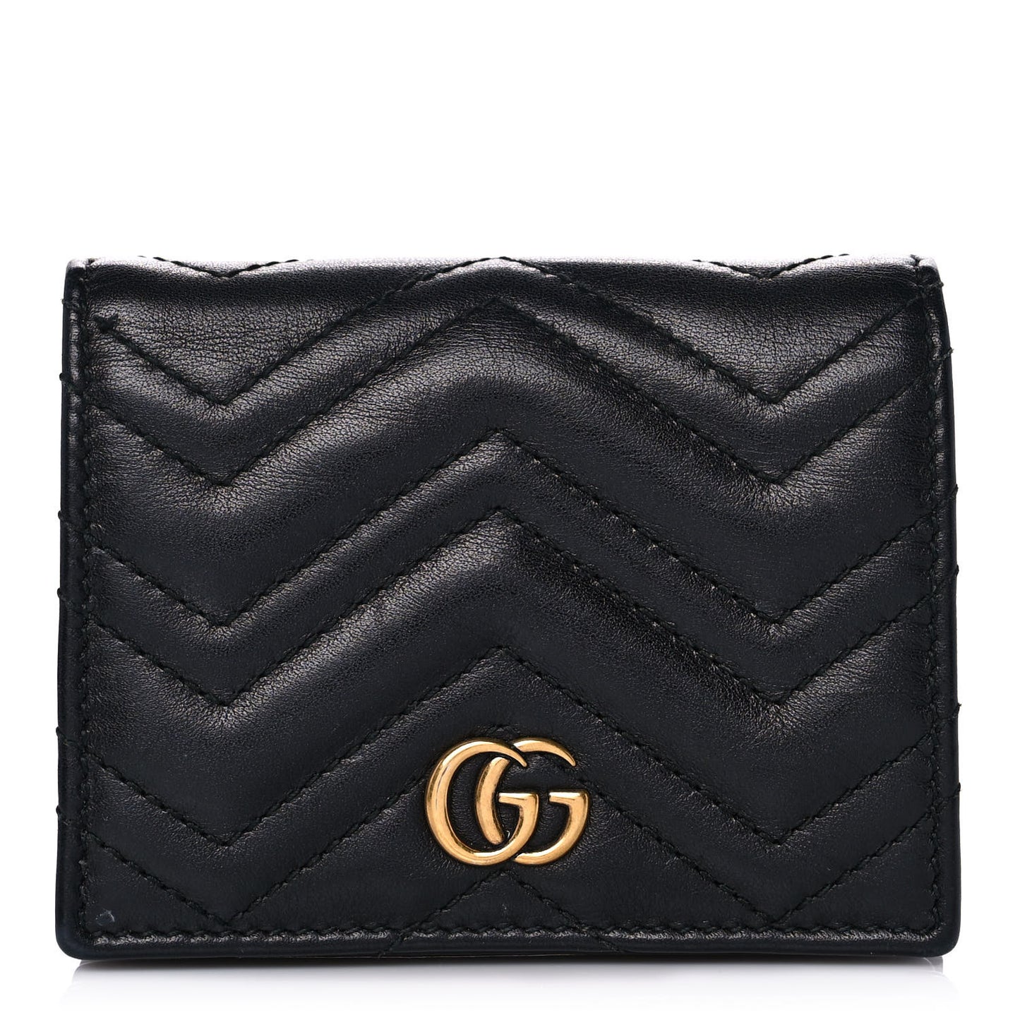 Calfskin Matelasse GG Marmont Card Case Wallet Black