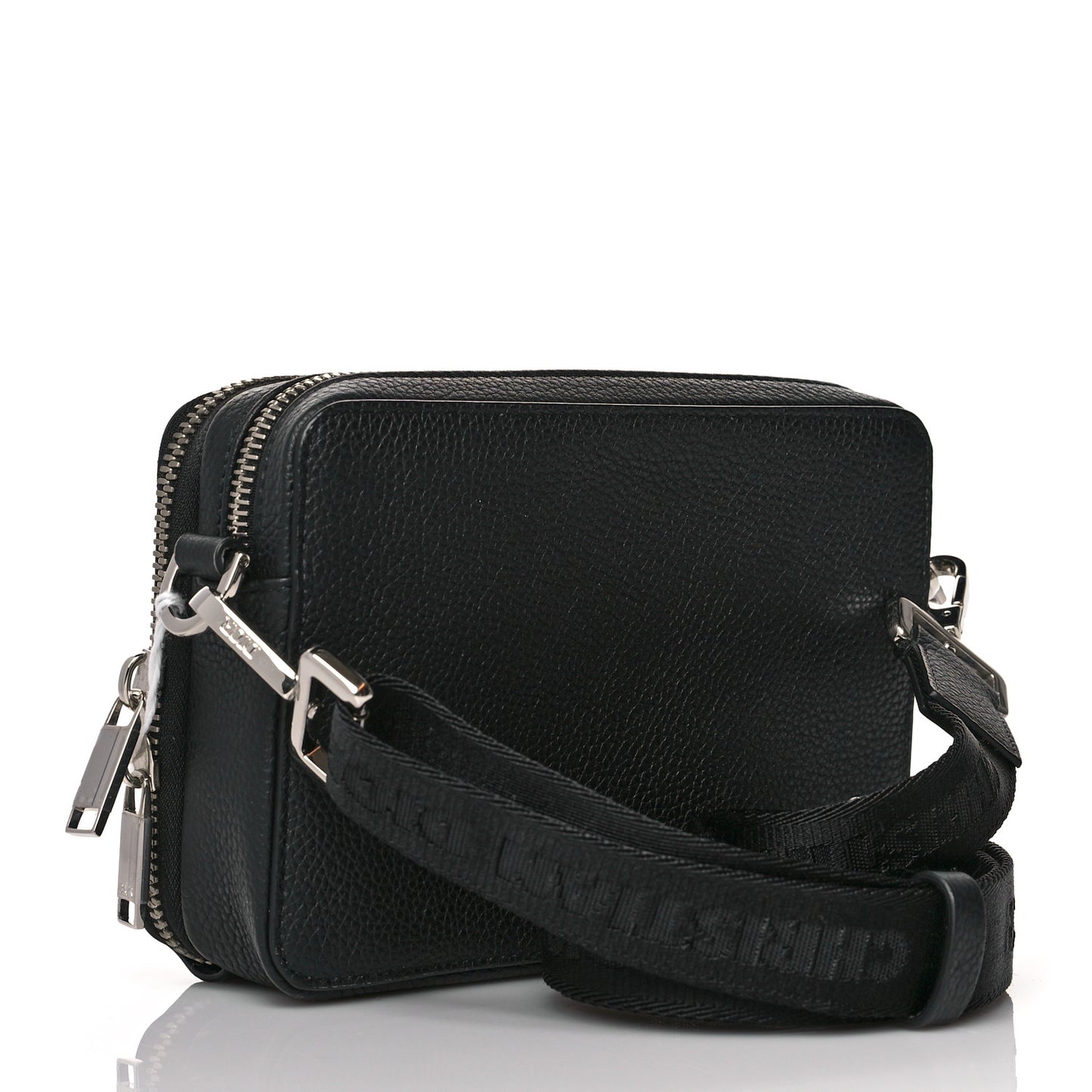 X SHAWN STUSSY Grained Calfskin Double Zip Crossbody Pouch Black