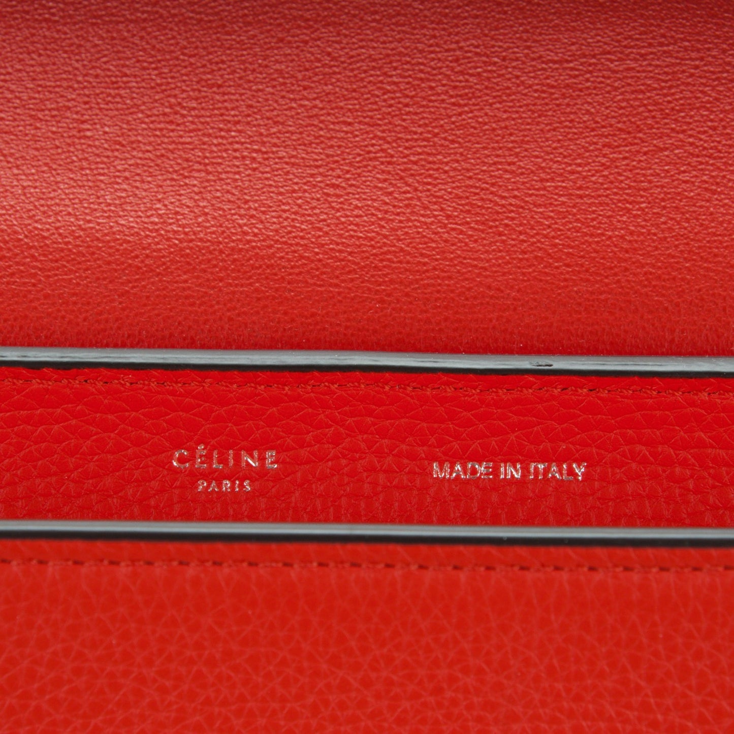 Drummed Calfskin Suede Medium Trapeze Vermillion
