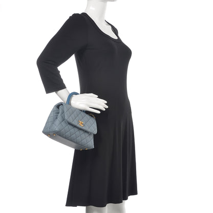 Chanel Caviar Lizard Quilted Mini Coco Handle Flap Blue 2 of 12