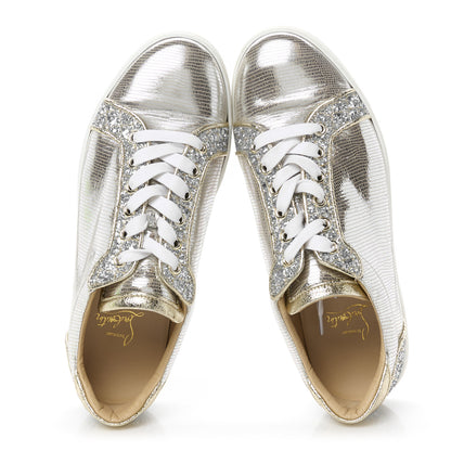 Christian Louboutin Glitter Aliglitter Specchio Women Seava Flat Sneakers 39 Silver 2 of 11