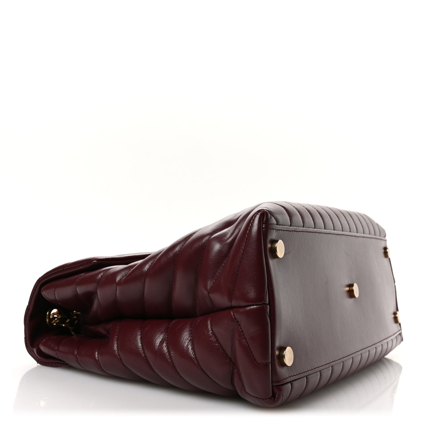 Calfskin Y Quilted Monogram Large Loulou Chain Satchel Rouge Legion