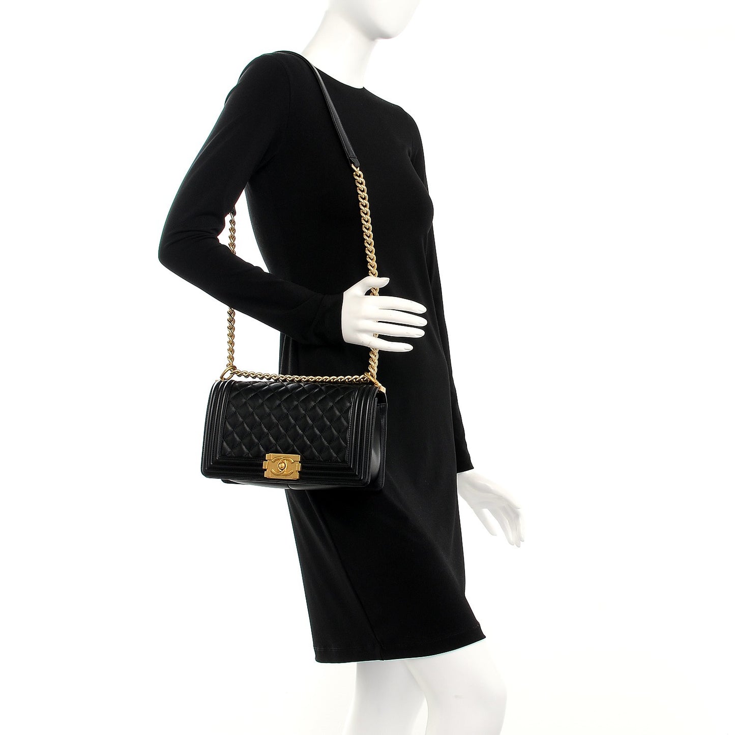 Lambskin Quilted Medium Boy Flap Black