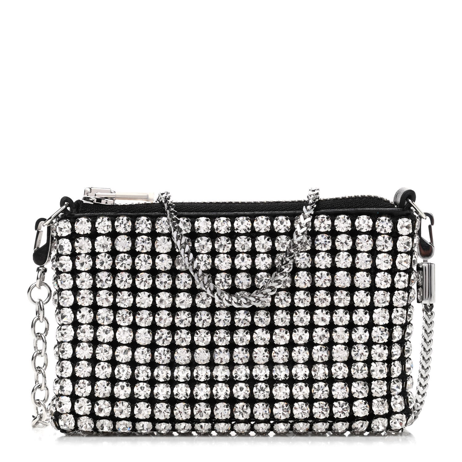 Alexander Wang Mesh Crystal Rhinestone Nano Heiress Shoulder Bag Black Silver 1 of 4