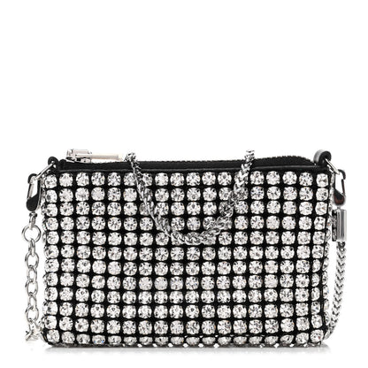 Alexander Wang Mesh Crystal Rhinestone Nano Heiress Shoulder Bag Black Silver 1 of 4