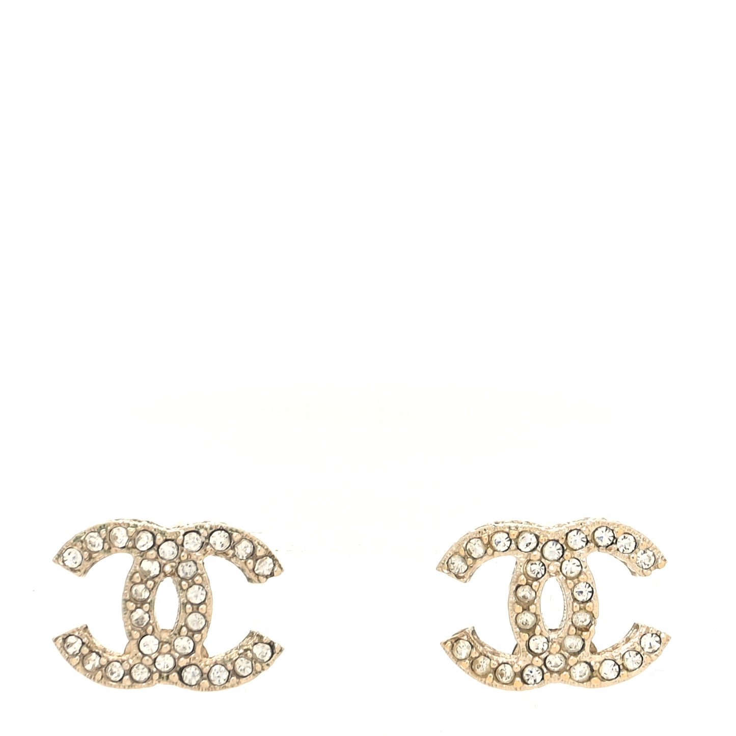 Metal Crystal CC Earrings Gold