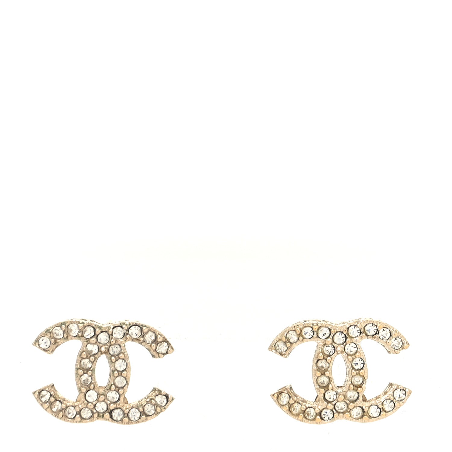 Chanel Metal Crystal CC Earrings Gold 1 of 4