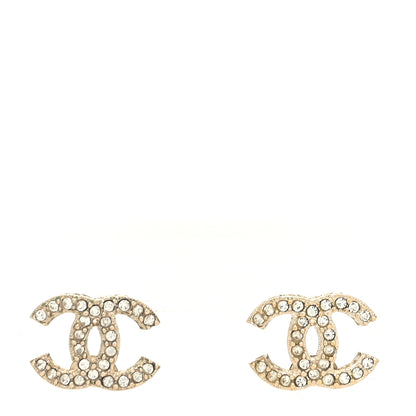 Chanel Metal Crystal CC Earrings Gold 1 of 4
