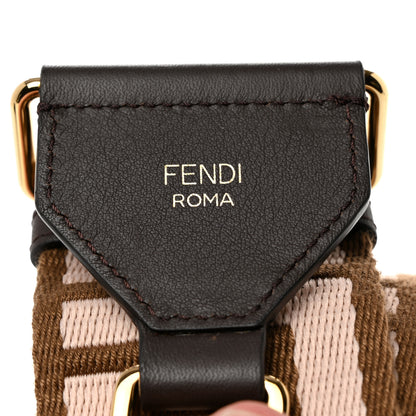 Fendi Ribbon Vitello Century FF 1974 Embroidered Adjustable Strap You Fango Rosa Confetto Chocolate 3 of 5