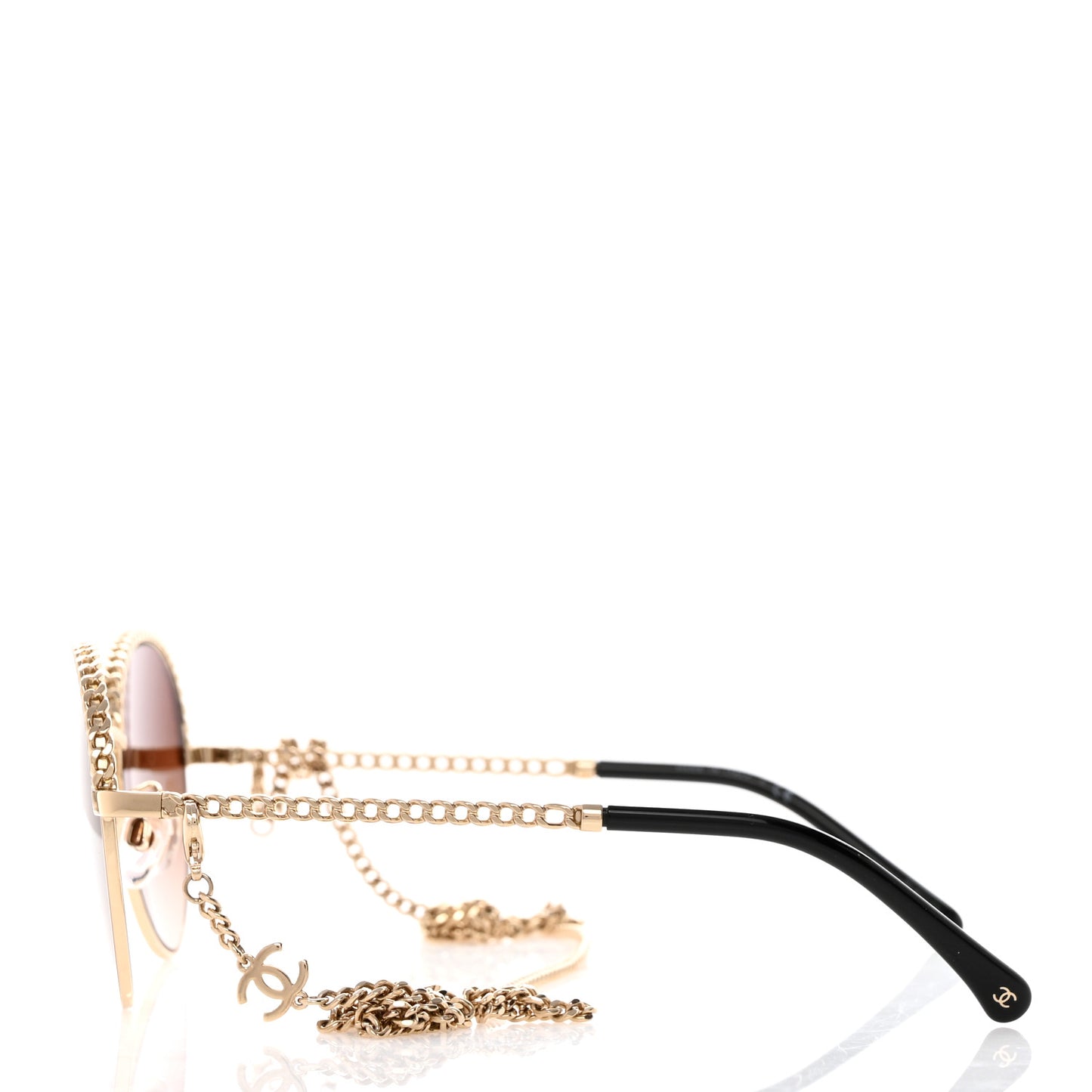 Metal Chain Pantos Sunglasses 4242 Gold Brown