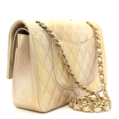 Chanel Metallic Goatskin Quilted Ombre Medium Double Flap Gold 3 of 11