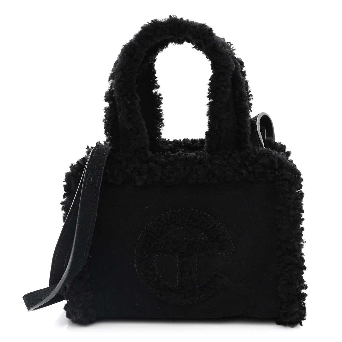 X UGG Suede shearling Small Shopping Bag Black