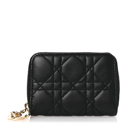 Christian Dior Lambskin Cannage Small Lady Dior Voyageur Coin Purse Black 1 of 10