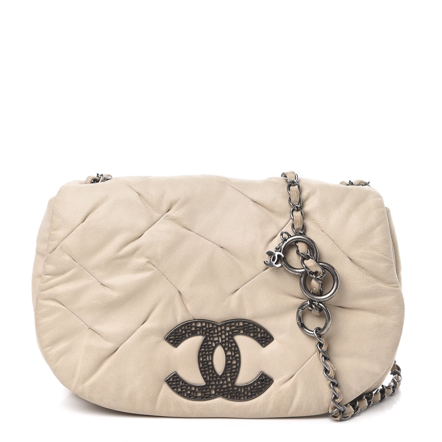 Chanel Iridescent Calfskin Glint Flap Beige 1 of 12