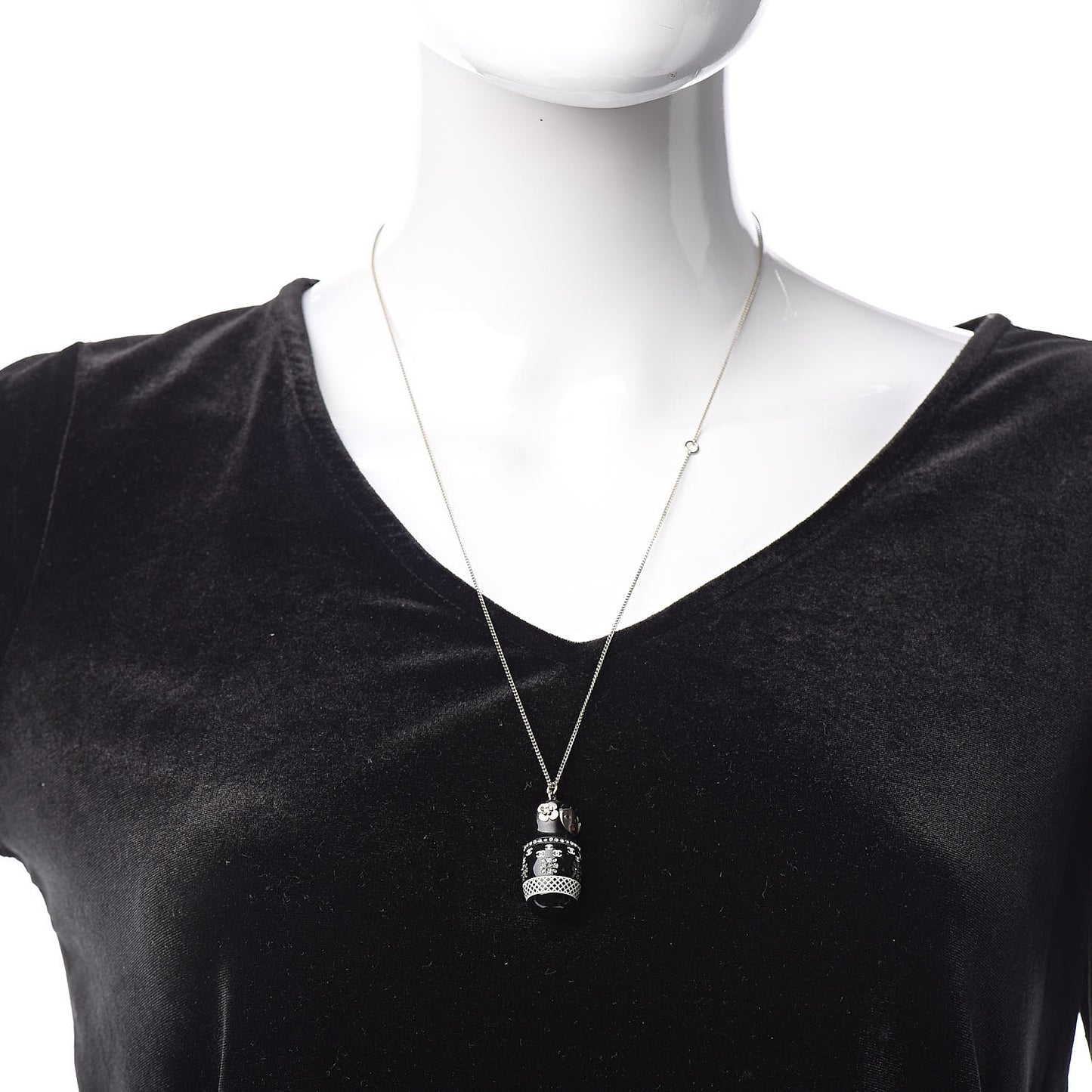 Resin Matryoshka Russian Doll Necklace Black