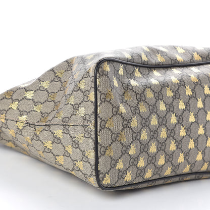 Gucci Soft GG Supreme Monogram Bees Medium Crossbody Tote Beige Oro Black 9 of 10