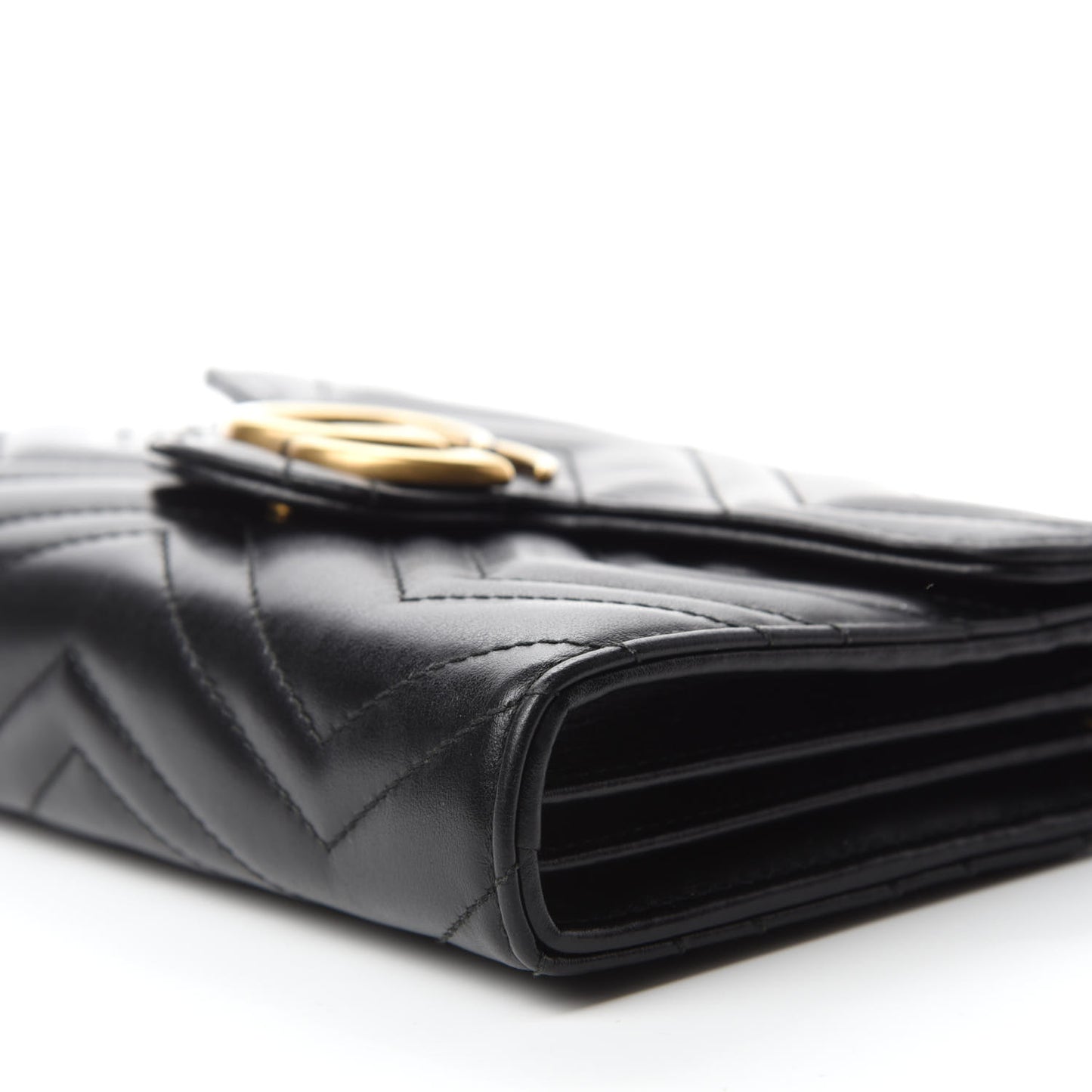 Calfskin Matelasse GG Marmont Chain Wallet Black