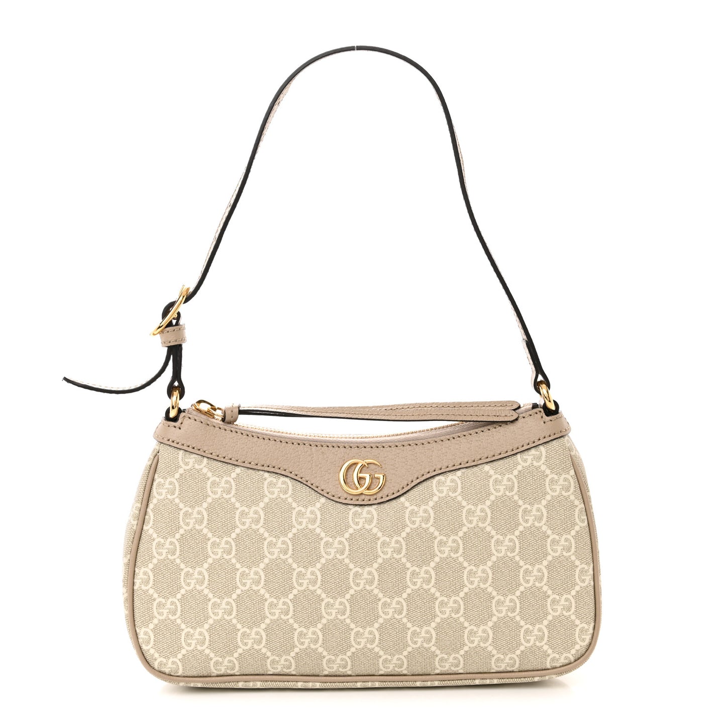 GG Supreme Monogram Textured Dollar Calfskin Small Ophidia Hobo Beige Mystic White Oatmeal