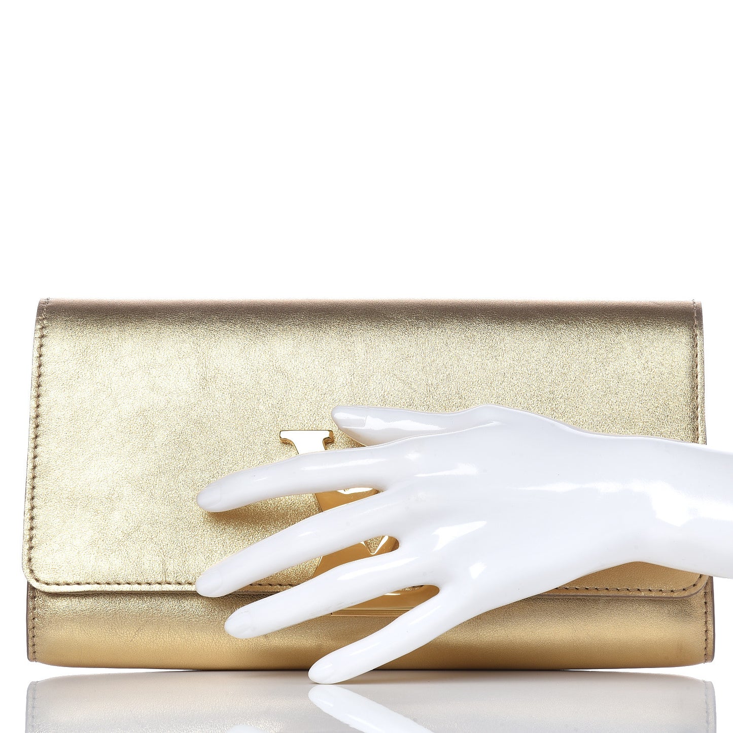 Calfskin Neo Sobe Louise EW Clutch Gold