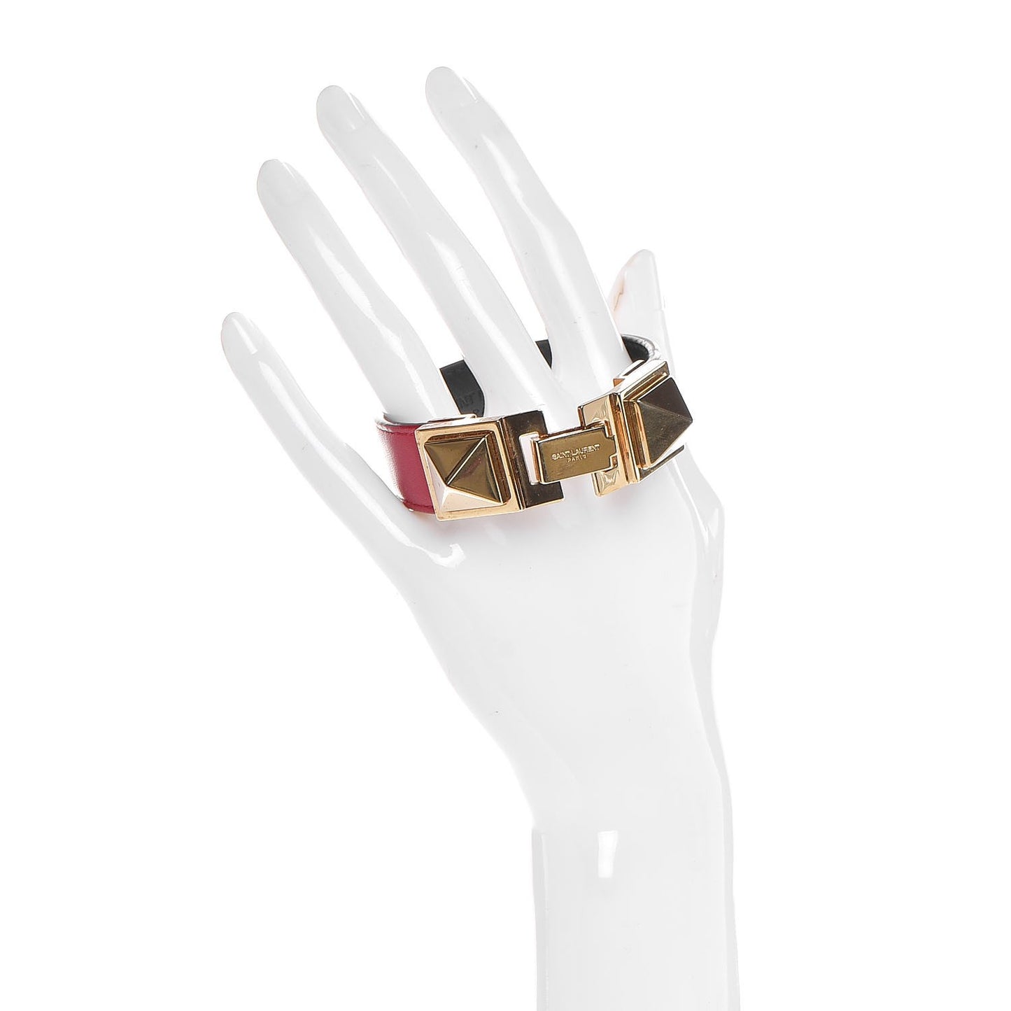 Calfskin Pyramid Stud Bracelet Red Gold