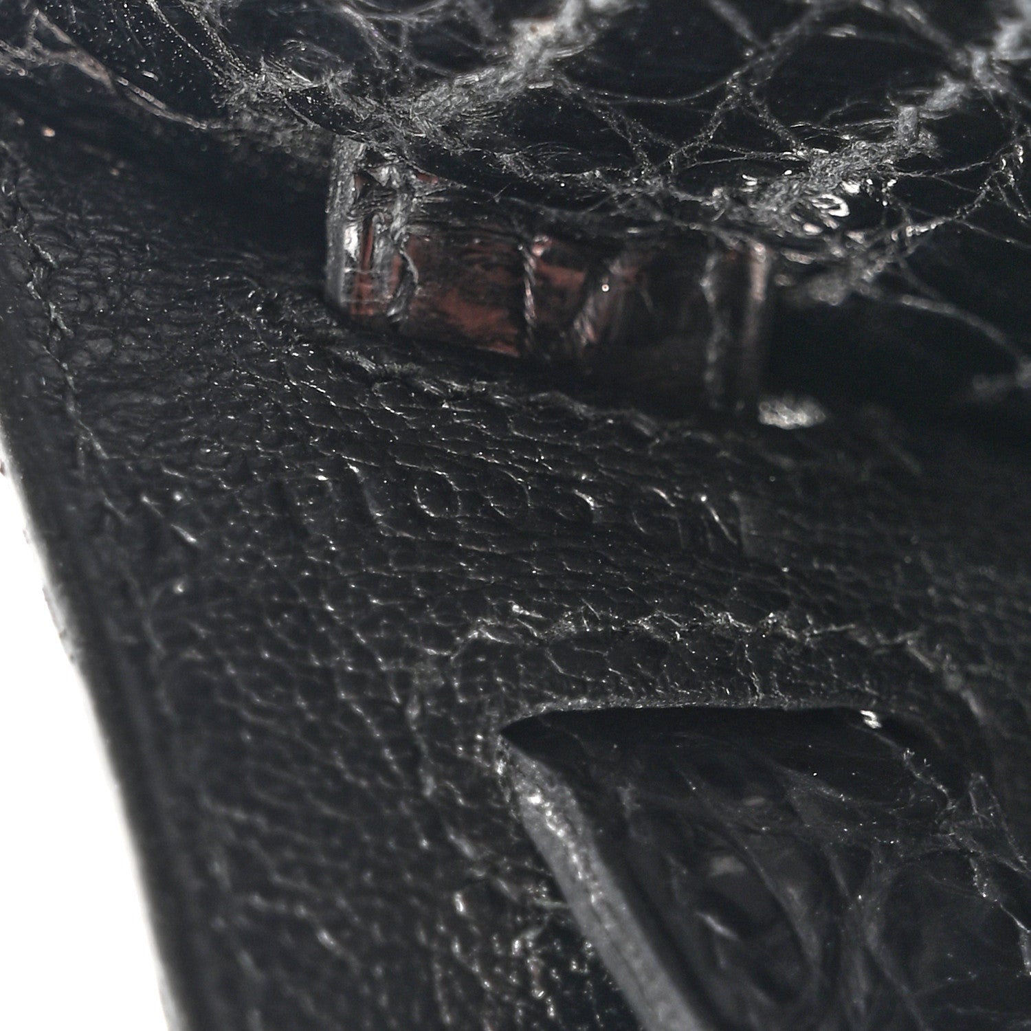 Hermes Shiny Porosus Crocodile Kelly Cut Pochette Black 7 of 10