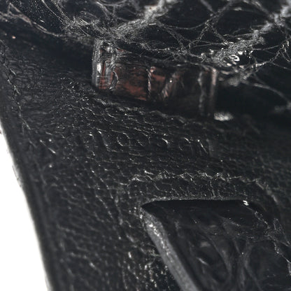 Hermes Shiny Porosus Crocodile Kelly Cut Pochette Black 7 of 10