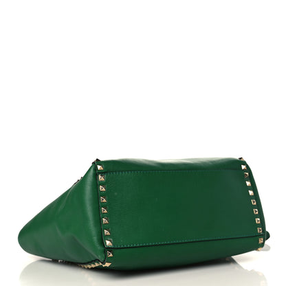 Valentino Garavani Vitello Rockstud Double Handle Tote Pop Green 4 of 11