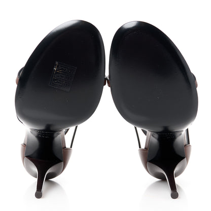Saint Laurent Calfskin Cassandra 100 Sandals 38.5 Brown 5 of 9