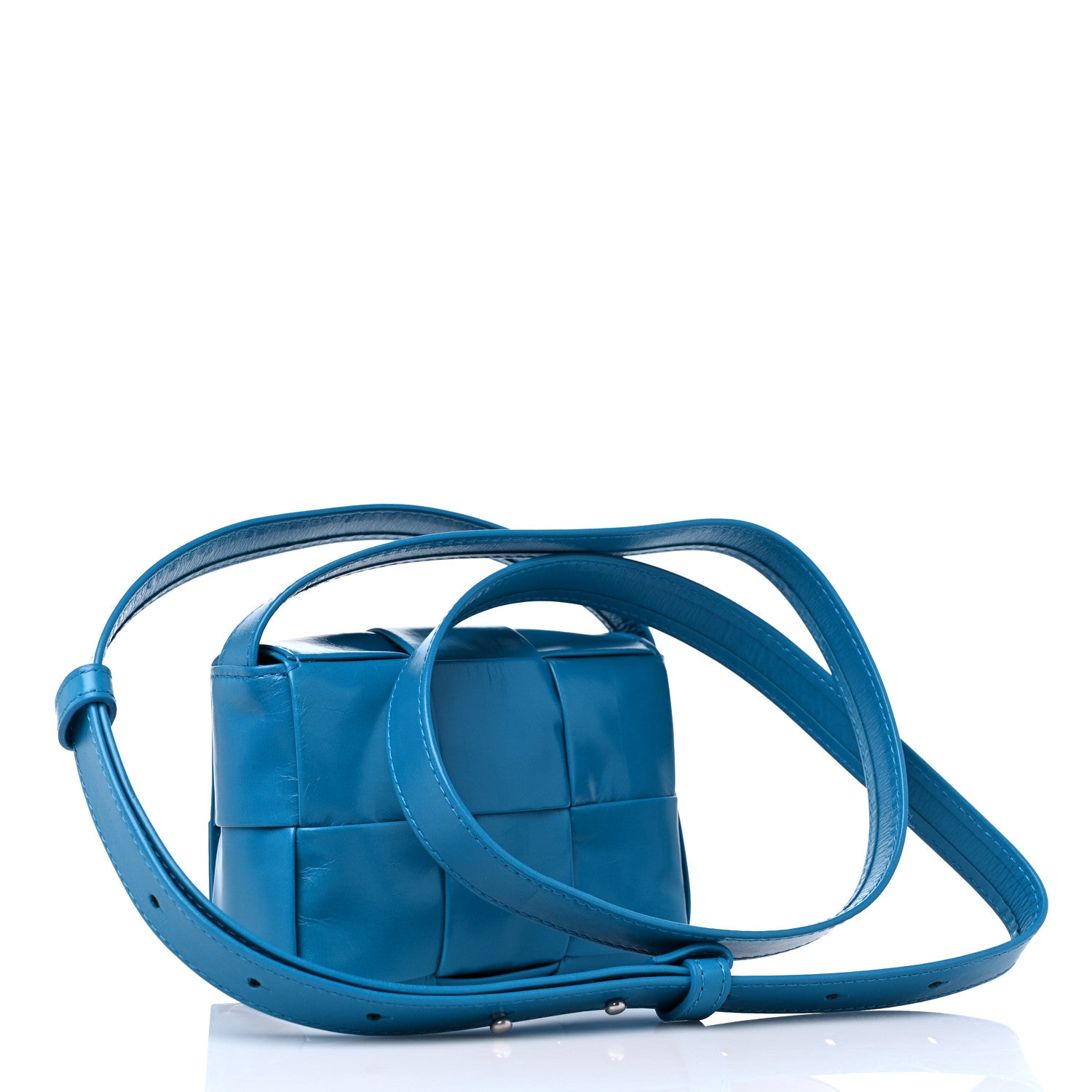 Bottega Veneta Paper Calfskin Maxi Intreccio Extra Mini Cassette Crossbody Bag Blue 3 of 11