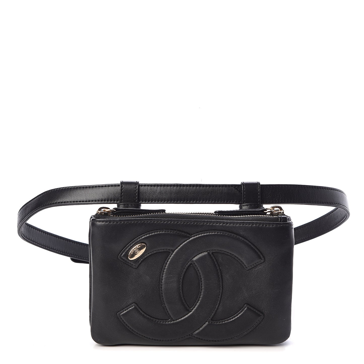 Lambskin CC Mania Waist Belt Bag Black