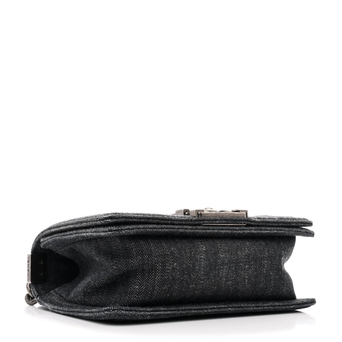 Denim Quilted Small Boy Flap Black