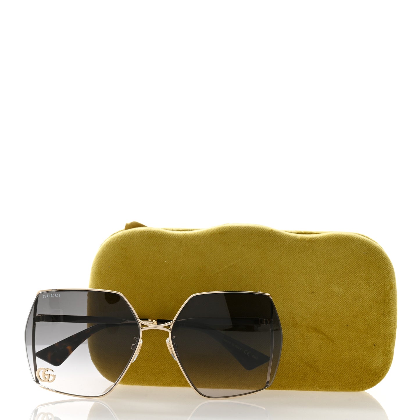 Metal Square Frame Sunglasses GG0817S Gold Grey
