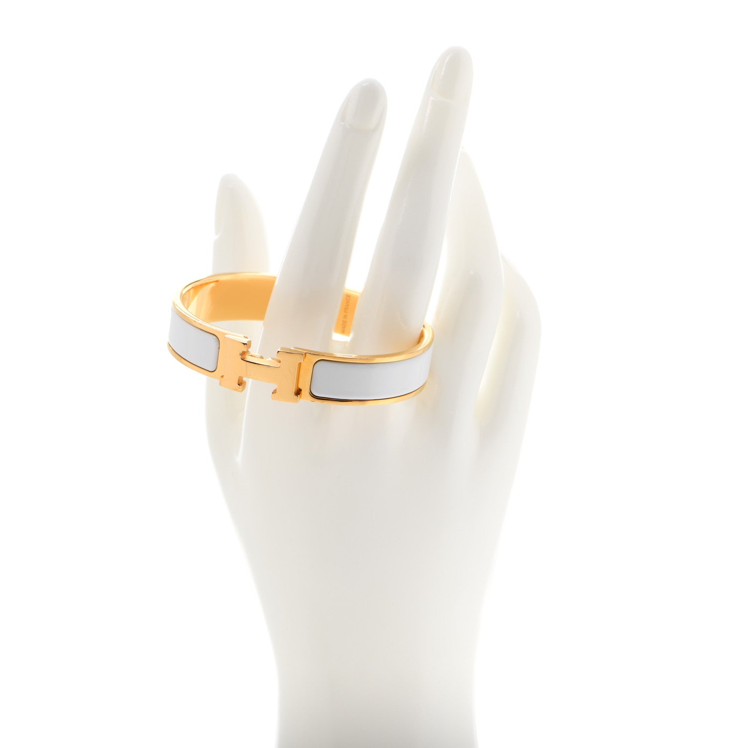Hermes Enamel Narrow Clic Clac H Bracelet GM White 2 of 9