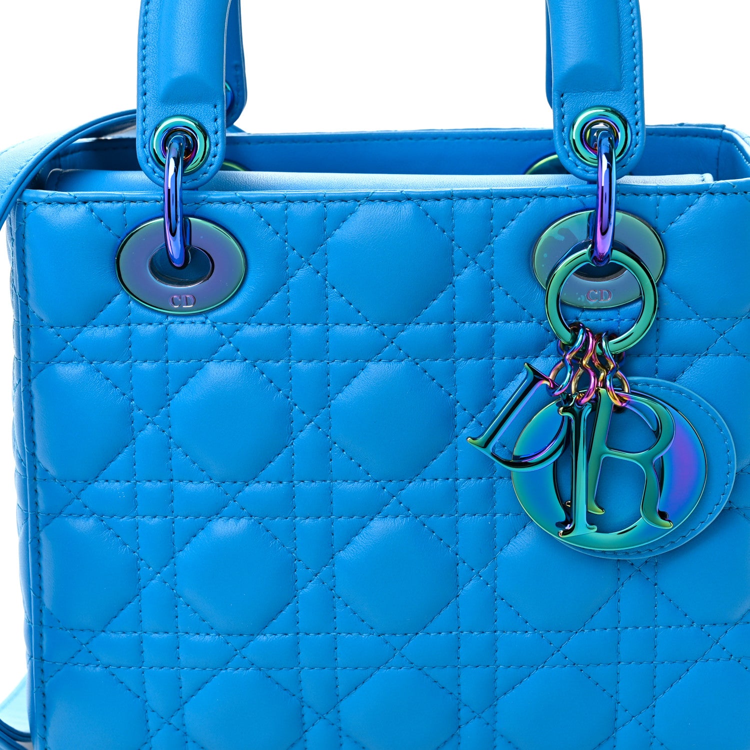 Christian Dior Lambskin Cannage Small Lady Dior Bright Blue 8 of 11