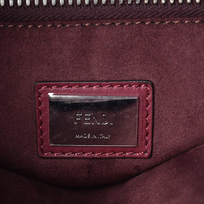 Fendi Calfskin Elaphe Lace Up Medium Peekaboo Iconic Satchel Bordeaux Beige Verde 7 of 8