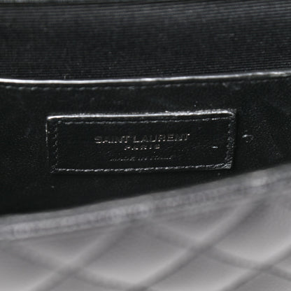 Saint Laurent Grain De Poudre Textured Mixed Matelasse Triquilt Small Monogram Satchel Black 9 of 10