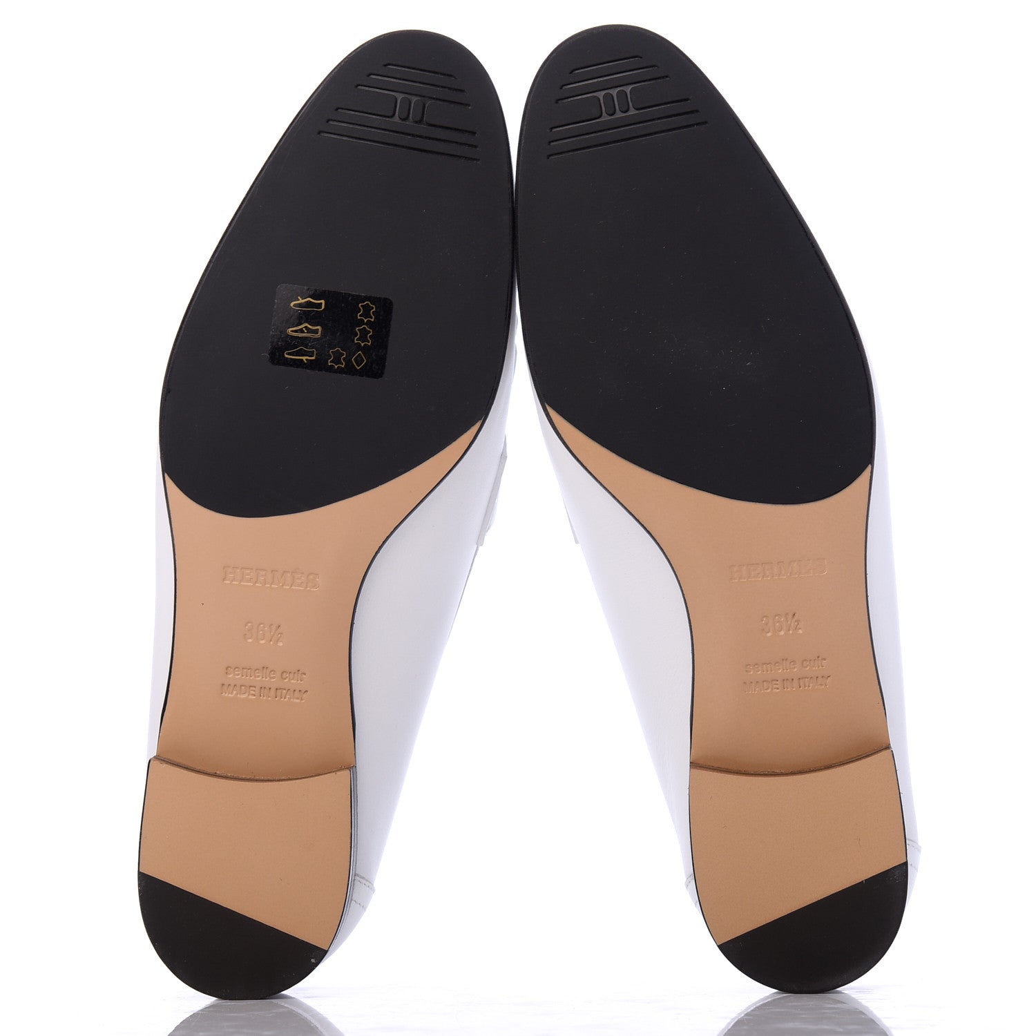 Hermes Calfskin Womens Royal Loafers 36.5 White 5 of 11