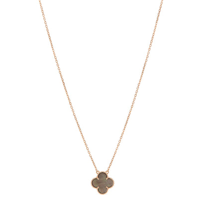 Van Cleef & Arpels 18K Rose Gold Gray Mother of Pearl Vintage Alhambra Pendant Necklace 1 of 6