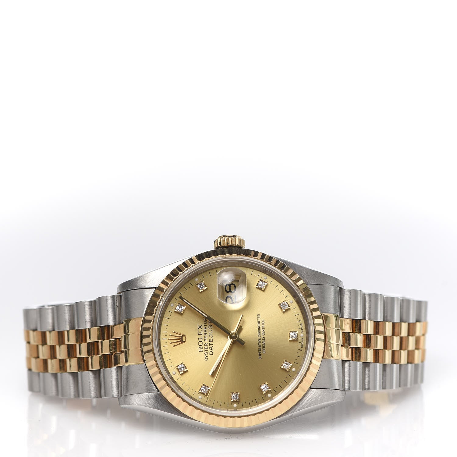 Rolex Stainless Steel 18K Yellow Gold Diamond 36mm Oyster Perpetual Datejust Watch Champagne 16233 3 of 6