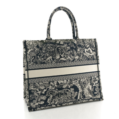 Christian Dior Canvas Embroidered Large Dioriviera Toile De Jouy Reverse Book Tote Blue 2 of 11
