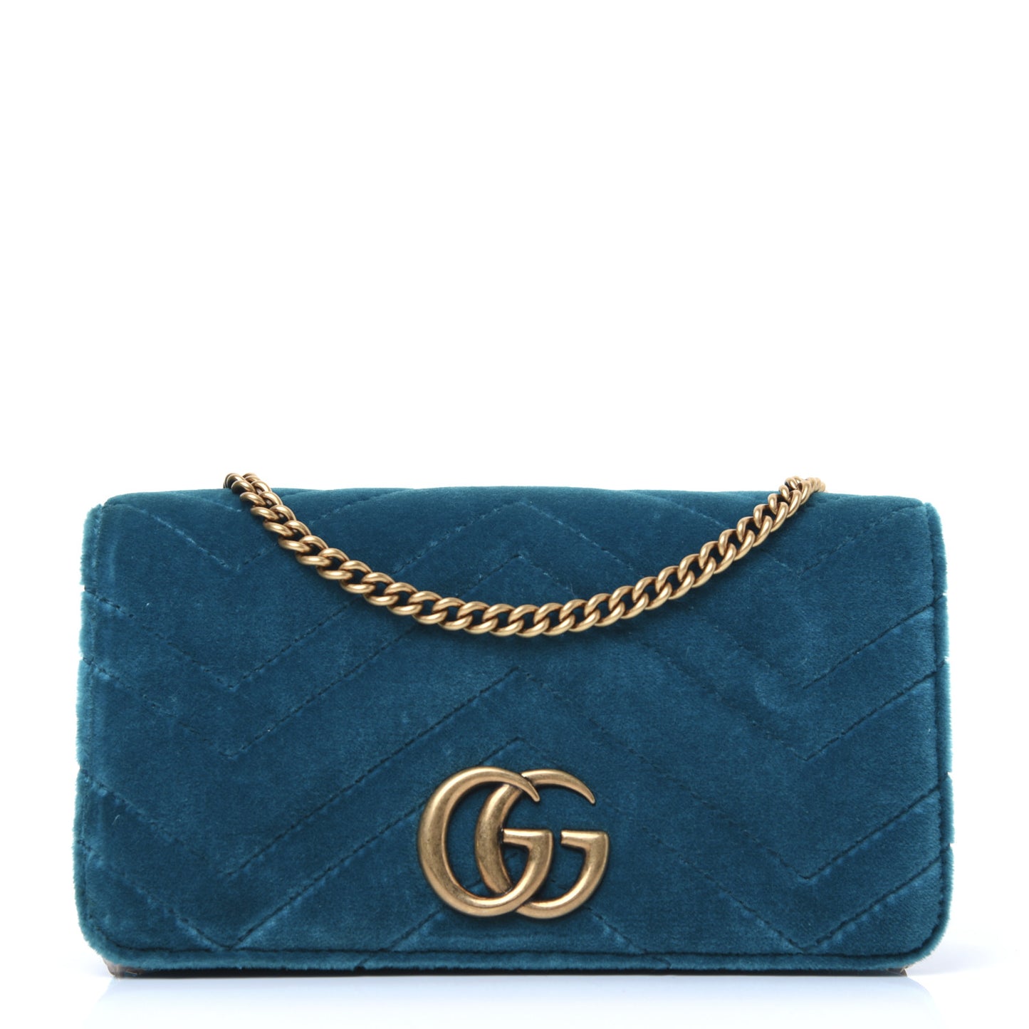 Velvet Matelasse GG Marmont Mini Bag Pavone Cyan