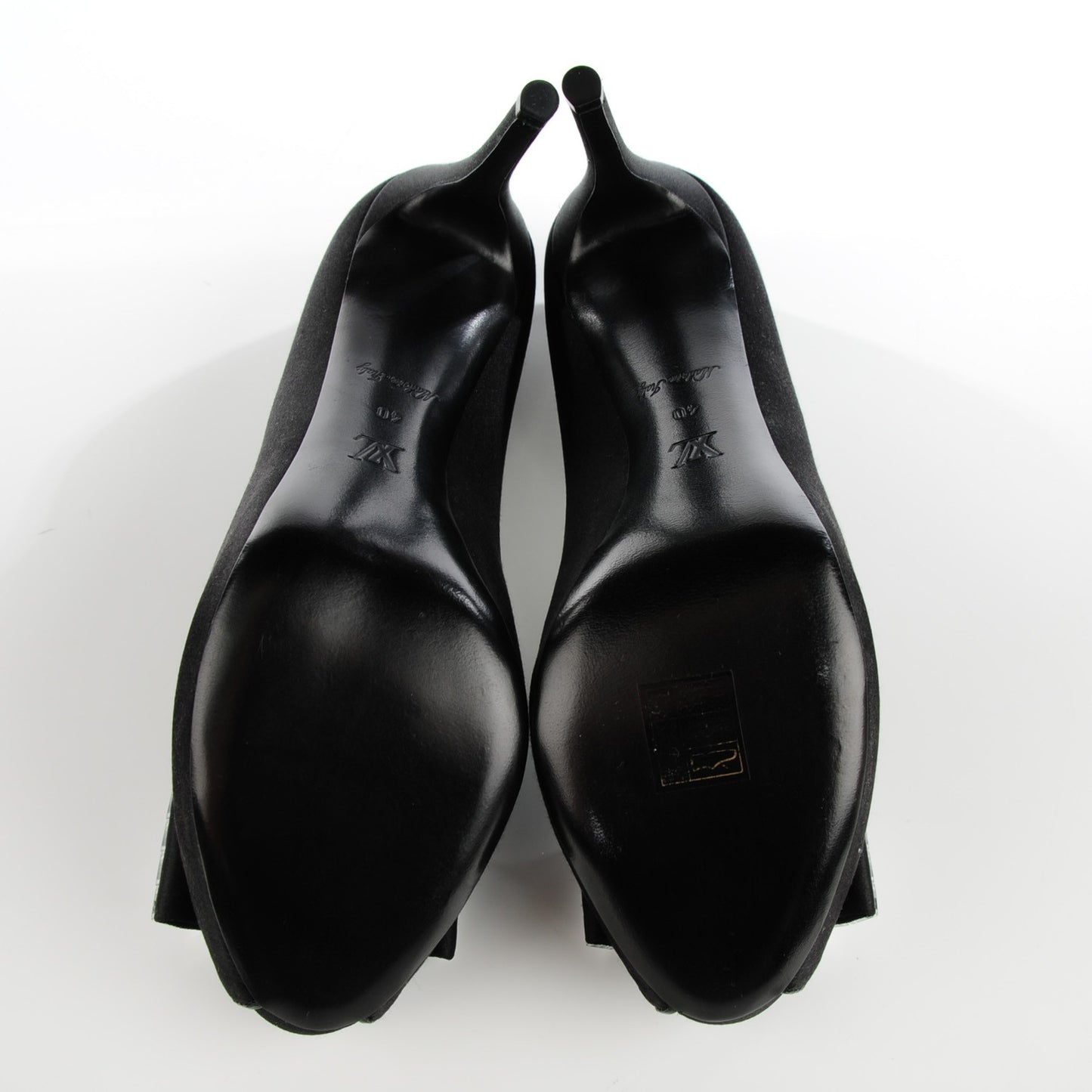 Satin Music Hall Open Toe Pumps 40 Black